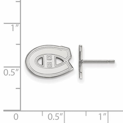 Sterling Silver Rhodium Plated Nhl Logoart Montreal Canadiens Extra Small Post Earrings