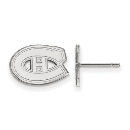 Sterling Silver Rhodium Plated Nhl Logoart Montreal Canadiens Extra Small Post Earrings