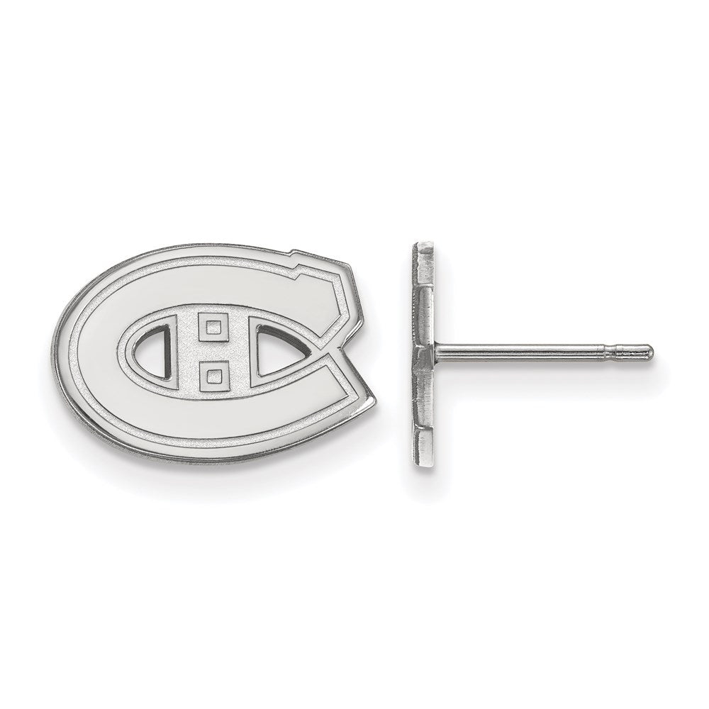 10K White Gold Nhl Logoart Montreal Canadiens Extra Small Post Earrings