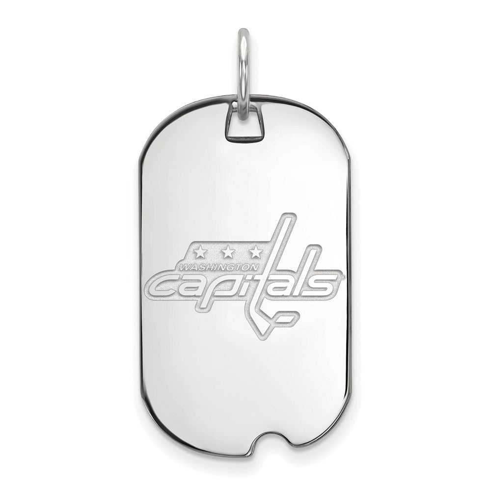 Sterling Silver Rhodium Plated Nhl Logoart Washington Capitals Small Dog Tag Pendant