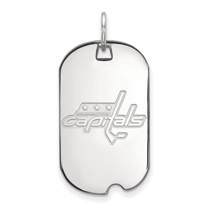Sterling Silver Rhodium Plated Nhl Logoart Washington Capitals Small Dog Tag Pendant