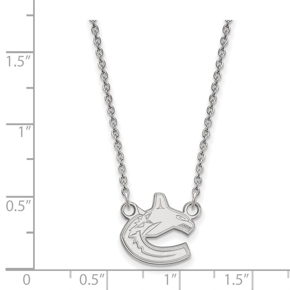 Sterling Silver Rhodium Plated Nhl Logoart Vancouver Canucks Small Pendant 18 Inch Necklace