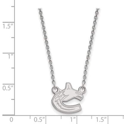 10K White Gold Nhl Logoart Vancouver Canucks Small Pendant 18 Inch Necklace