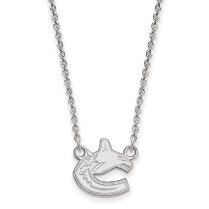 Sterling Silver Rhodium Plated Nhl Logoart Vancouver Canucks Small Pendant 18 Inch Necklace