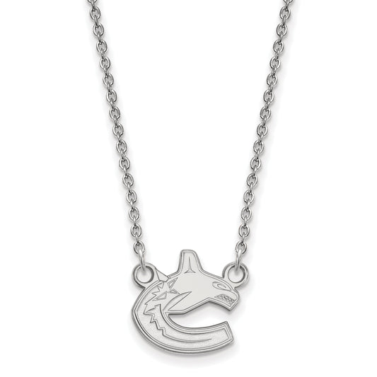 Sterling Silver Rhodium Plated Nhl Logoart Vancouver Canucks Small Pendant 18 Inch Necklace