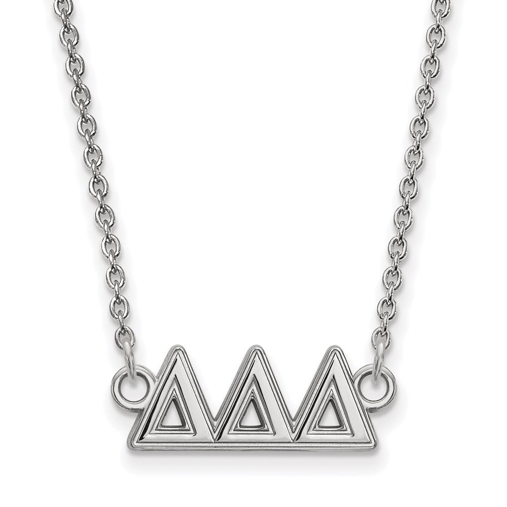 Sterling Silver Rhodium Plated Logoart Delta Sorority Greek Letters Medium Pendant 18 Inch Necklace