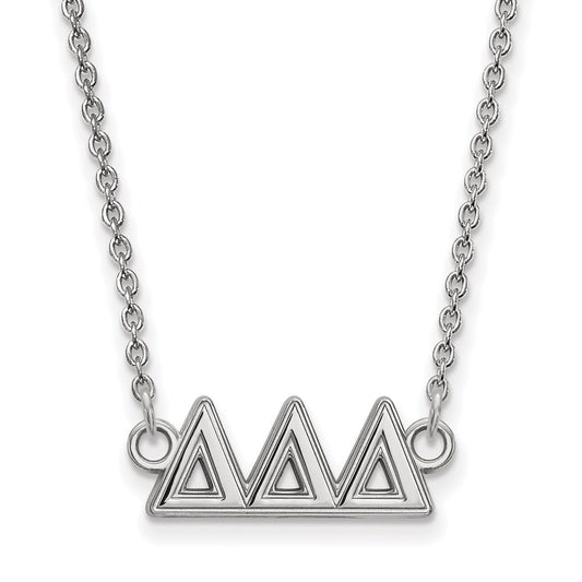 Sterling Silver Rhodium Plated Logoart Delta Sorority Greek Letters Medium Pendant 18 Inch Necklace