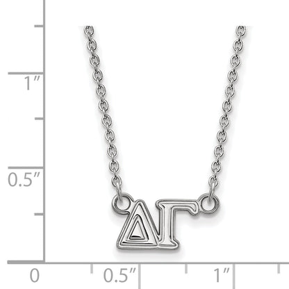 Sterling Silver Rhodium Plated Logoart Delta Gamma Sorority Greek Letters Medium Pendant 18 Inch Necklace