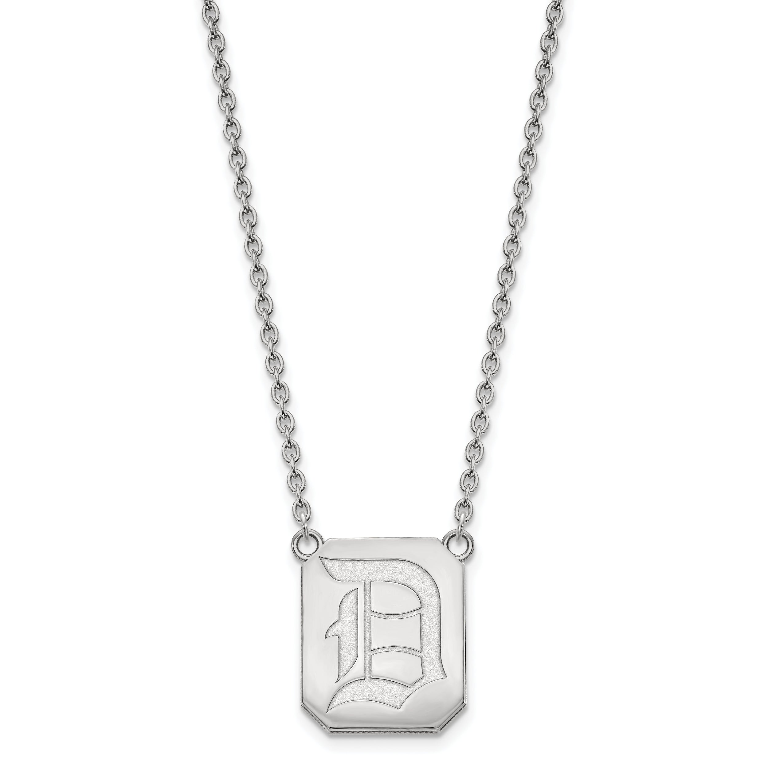 Sterling Silver Rhodium Plated Logoart Duquesne University Letter D Large Pendant 18 Inch Necklace