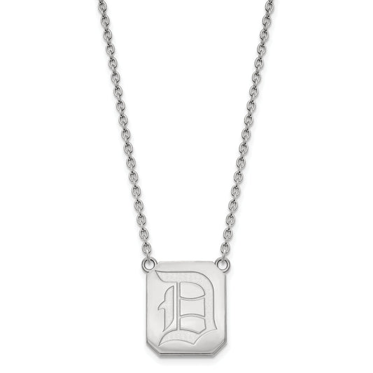 Sterling Silver Rhodium Plated Logoart Duquesne University Letter D Large Pendant 18 Inch Necklace