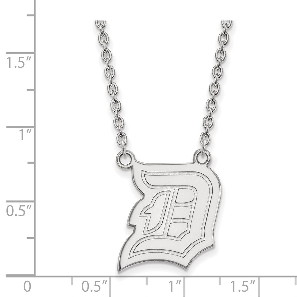 14K White Gold Logoart Duquesne University Letter D Large Pendant 18 Inch Necklace