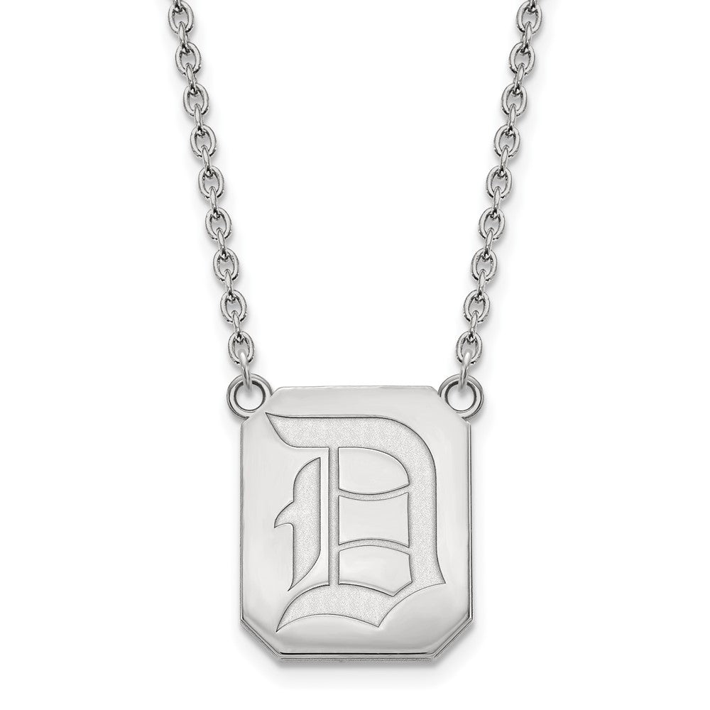 14K White Gold Logoart Duquesne University Letter D Large Pendant 18 Inch Necklace