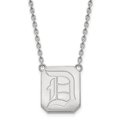 10K White Gold Logoart Duquesne University Letter D Large Pendant 18 Inch Necklace