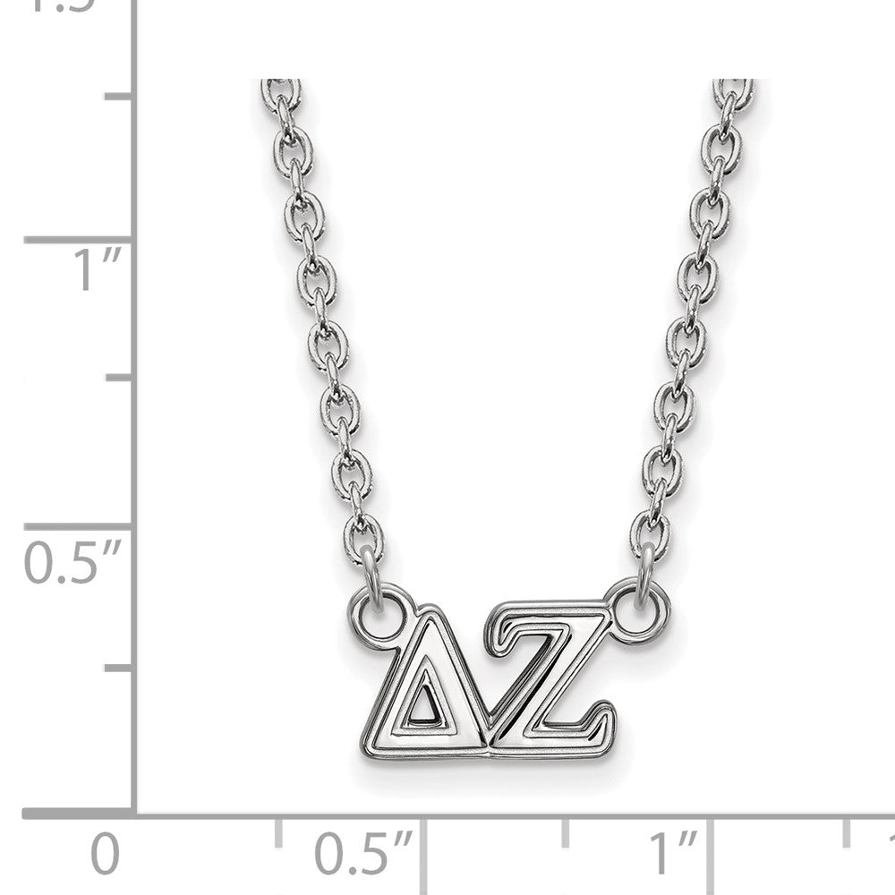 Sterling Silver Rhodium Plated Logoart Delta Zeta Sorority Greek Letters Medium Pendant 18 Inch Necklace