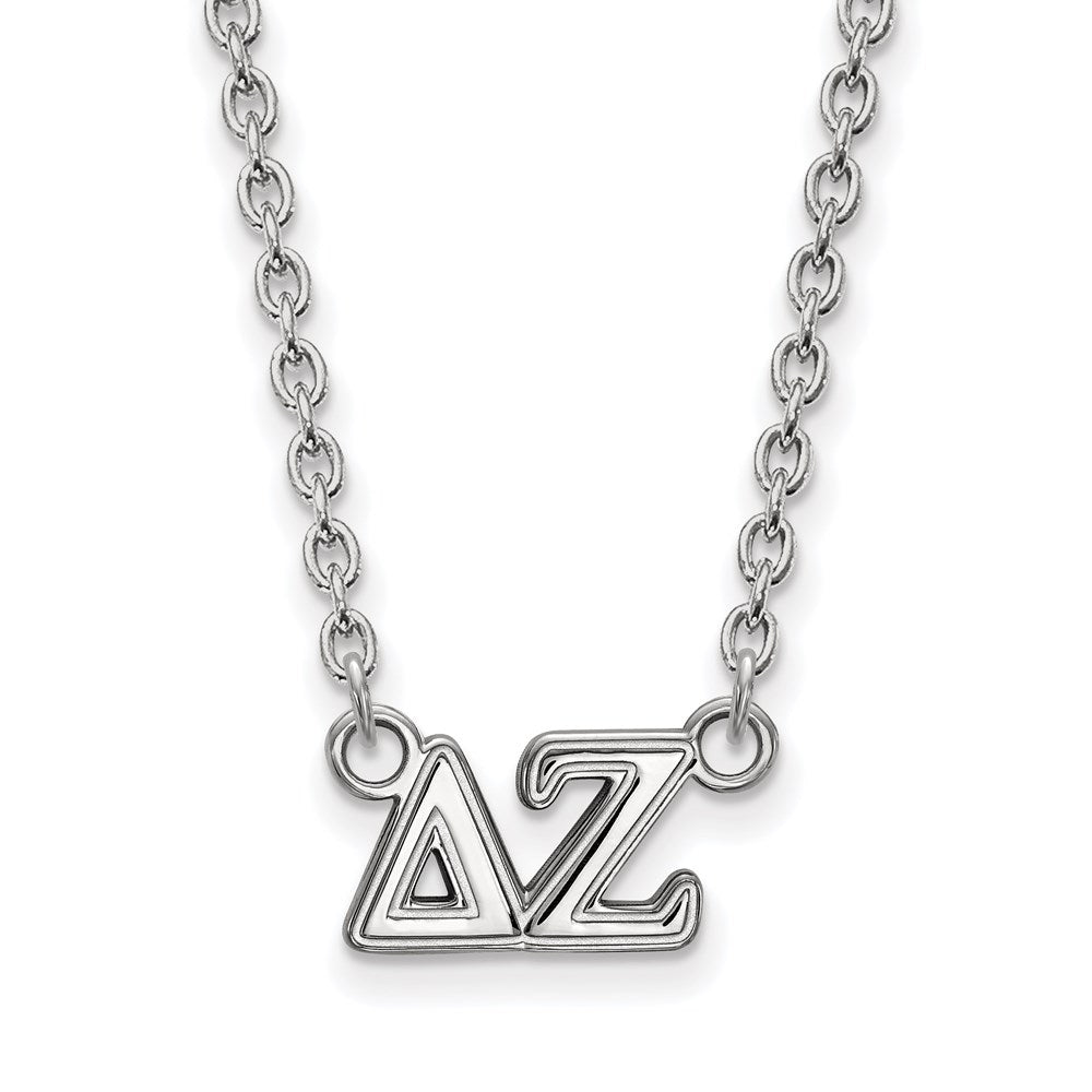 Sterling Silver Rhodium Plated Logoart Delta Zeta Sorority Greek Letters Medium Pendant 18 Inch Necklace