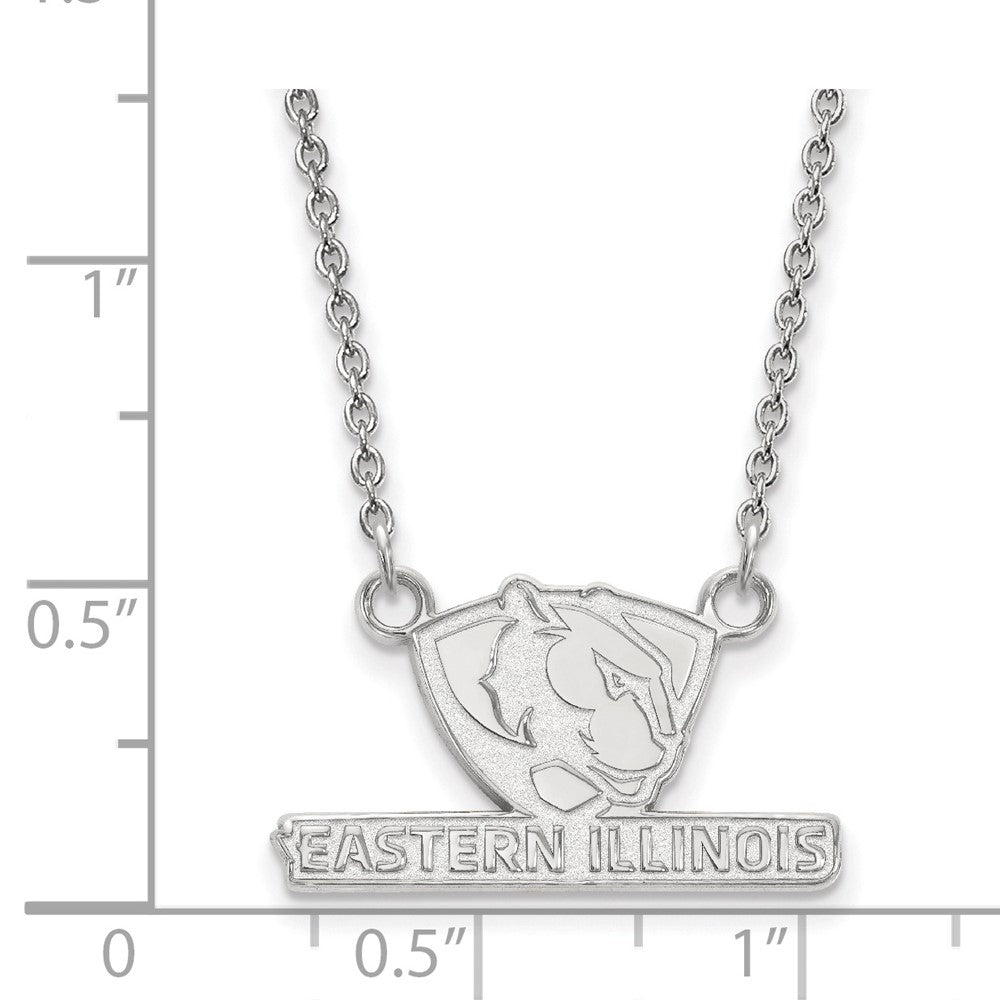 10K White Gold Logoart Eastern Illinois University Small Pendant 18 Inch Necklace