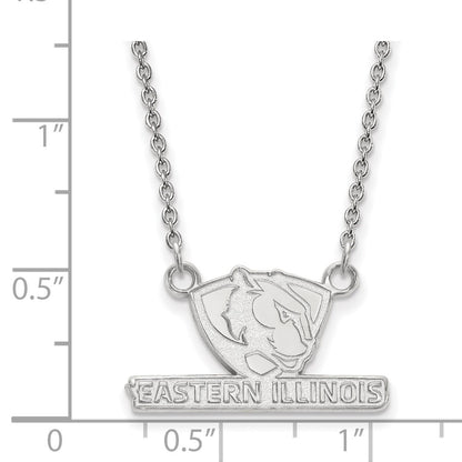 10K White Gold Logoart Eastern Illinois University Small Pendant 18 Inch Necklace
