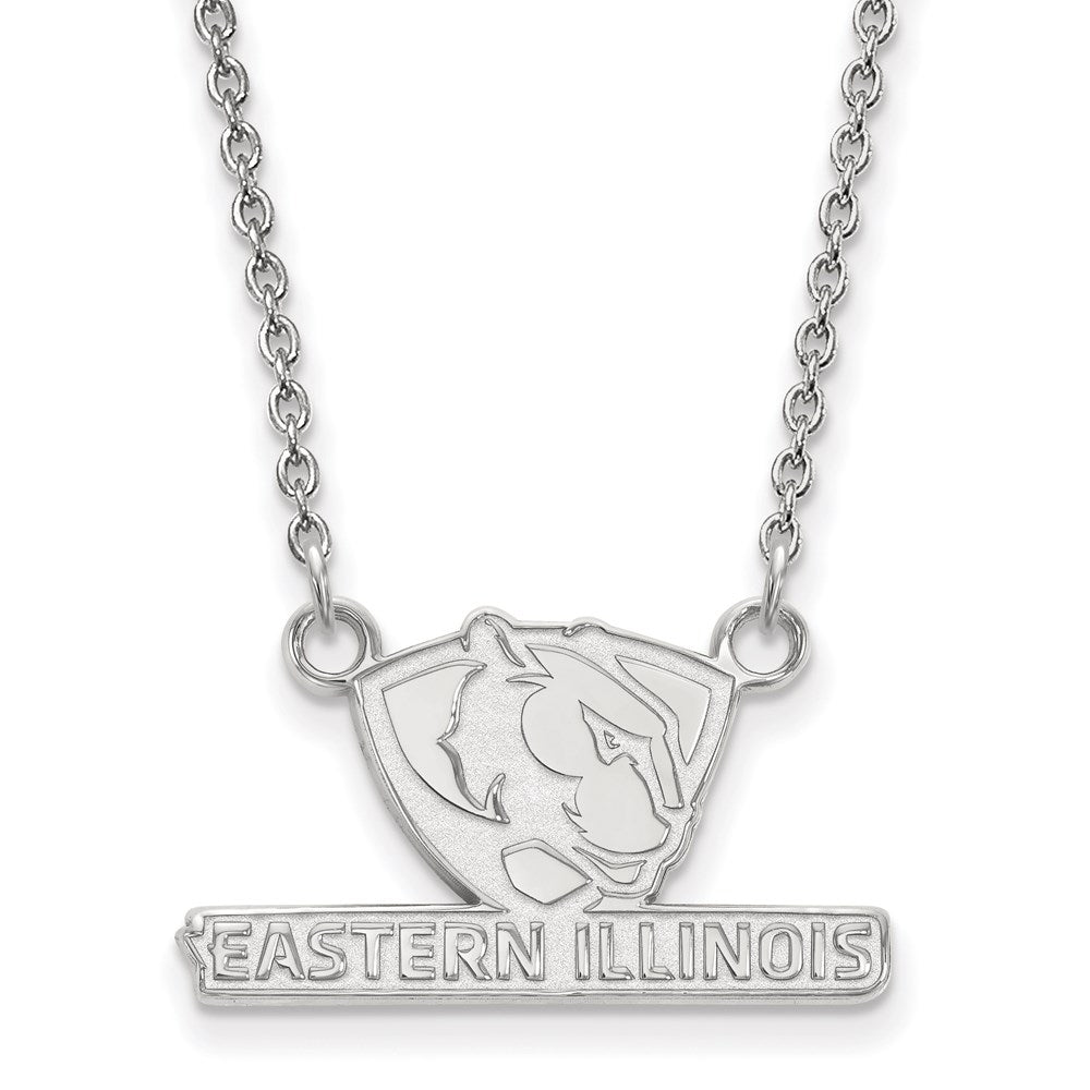 14K White Gold Logoart Eastern Illinois University Small Pendant 18 Inch Necklace