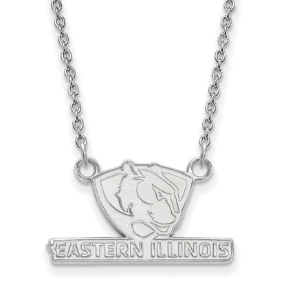 14K White Gold Logoart Eastern Illinois University Small Pendant 18 Inch Necklace