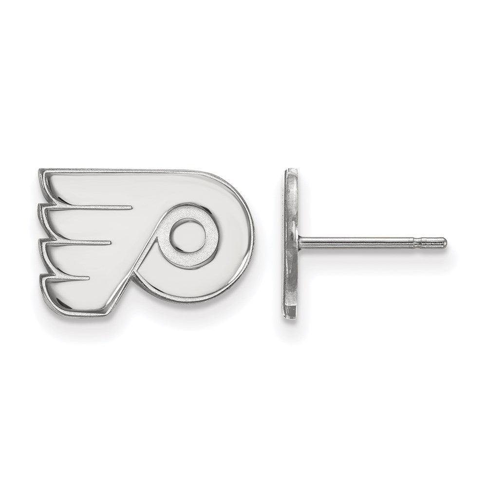 Sterling Silver Rhodium Plated Nhl Logoart Philadelphia Flyers Extra Small Post Earrings