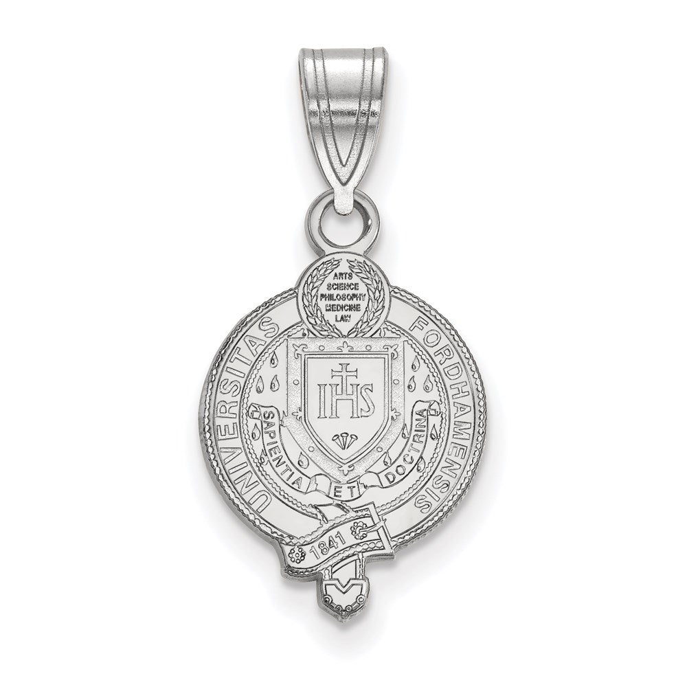 Sterling Silver Rhodium Plated Logoart Fordham University Medium Crest Pendant