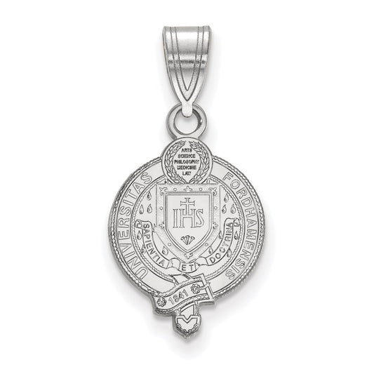 Sterling Silver Rhodium Plated Logoart Fordham University Medium Crest Pendant