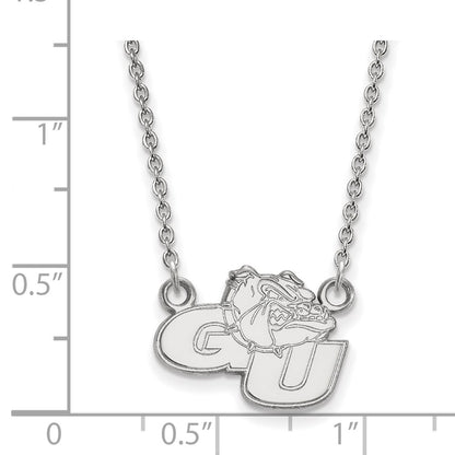 Sterling Silver Rhodium Plated Logoart Gonzaga University G U Bulldog Small Pendant 18 Inch Necklace