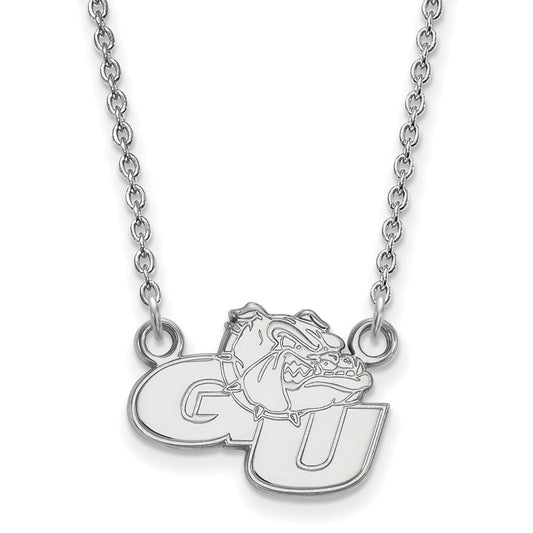 10K White Gold Logoart Gonzaga University G U Bulldog Small Pendant 18 Inch Necklace