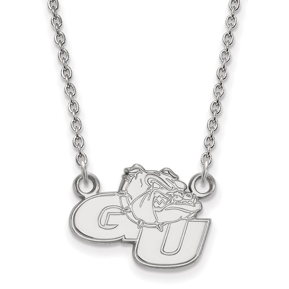 14K White Gold Logoart Gonzaga University G U Bulldog Small Pendant 18 Inch Necklace