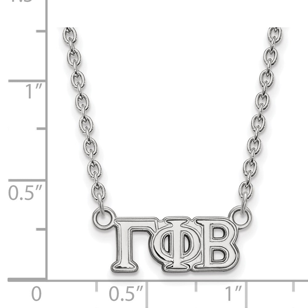 Sterling Silver Rhodium Plated Logoart Gamma Phi Beta Sorority Greek Letters Small Pendant 18 Inch Necklace