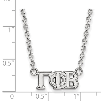 Sterling Silver Rhodium Plated Logoart Gamma Phi Beta Sorority Greek Letters Small Pendant 18 Inch Necklace