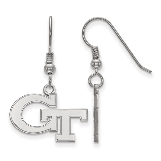 Sterling Silver Rhodium Plated Logoart Georgia Institute Of Technology G T Small Dangle Wire Earrings