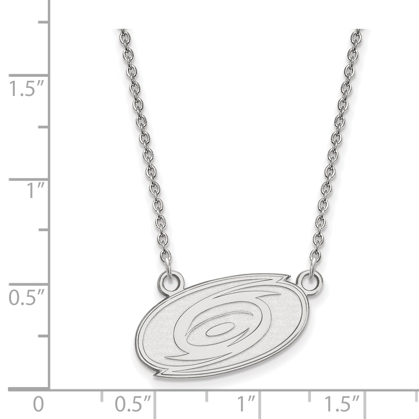 Sterling Silver Rhodium Plated Nhl Logoart Carolina Hurricanes Small Pendant 18 Inch Necklace