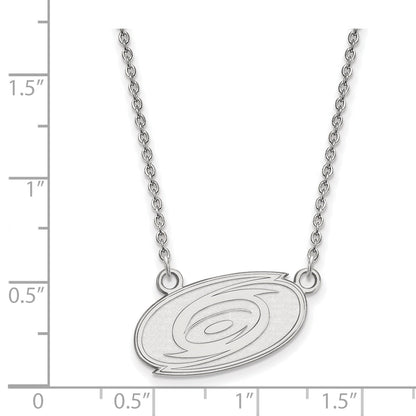 Sterling Silver Rhodium Plated Nhl Logoart Carolina Hurricanes Small Pendant 18 Inch Necklace