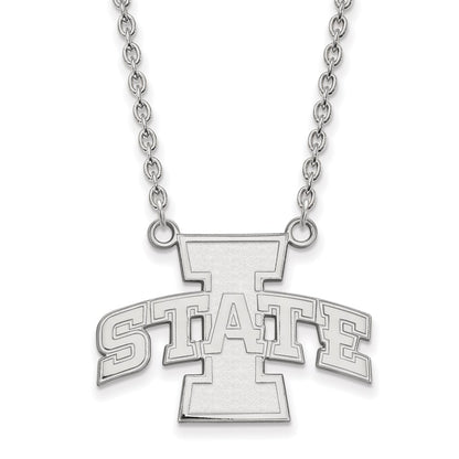 10K White Gold Logoart Iowa State University Large Pendant 18 Inch Necklace