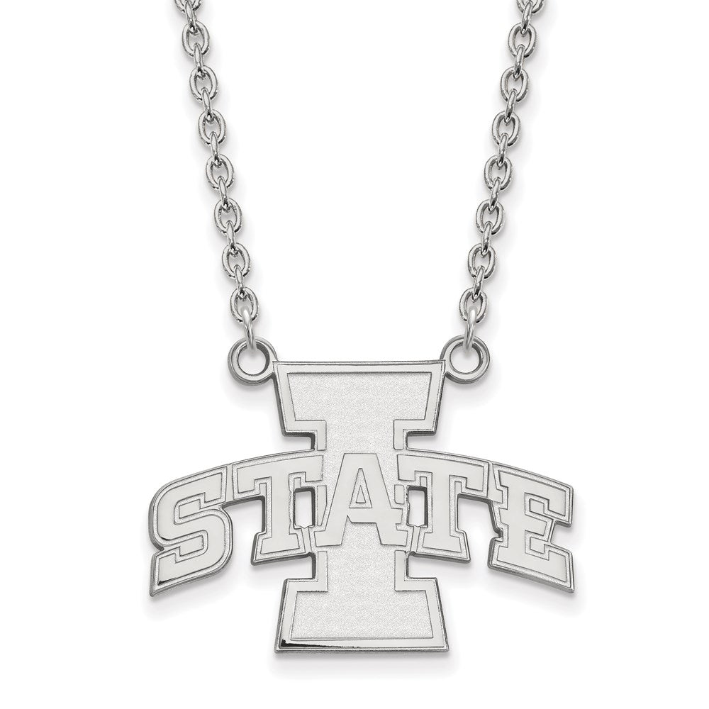 Sterling Silver Rhodium Plated Logoart Iowa State University Large Pendant 18 Inch Necklace