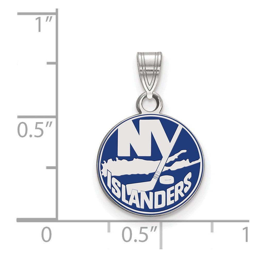 Sterling Silver Rhodium Plated Nhl Logoart New York Islanders Small Enameled Pendant