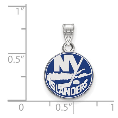 Sterling Silver Rhodium Plated Nhl Logoart New York Islanders Small Enameled Pendant