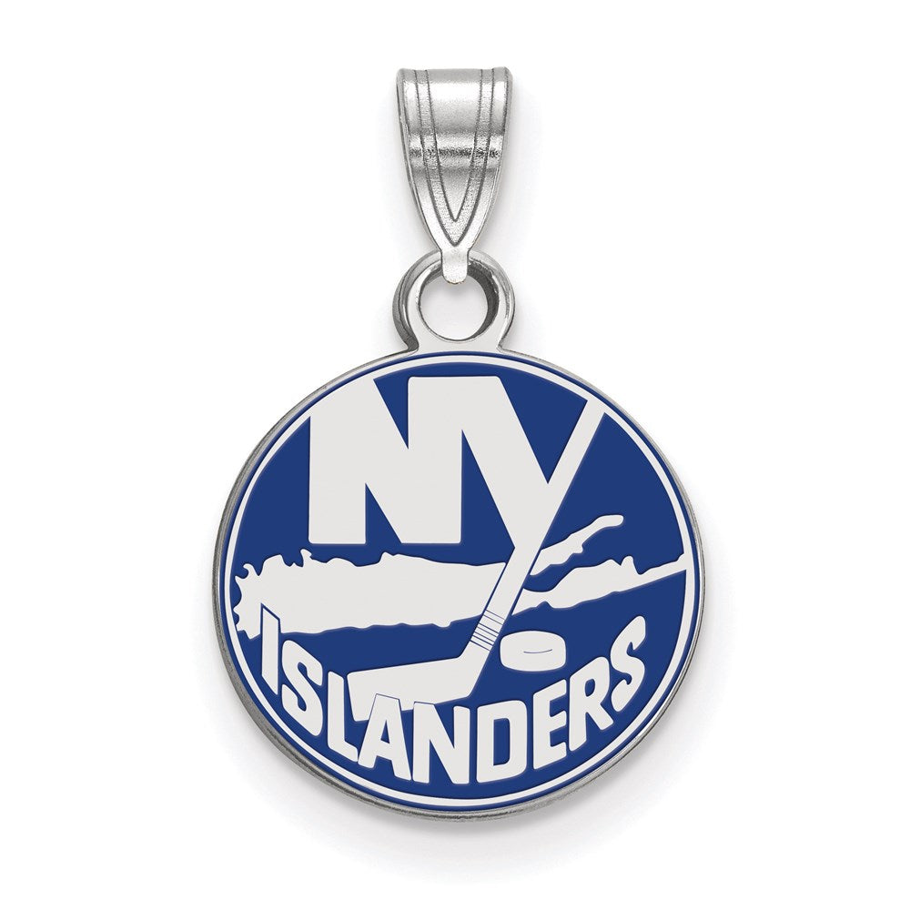 Sterling Silver Rhodium Plated Nhl Logoart New York Islanders Small Enameled Pendant