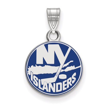 Sterling Silver Rhodium Plated Nhl Logoart New York Islanders Small Enameled Pendant