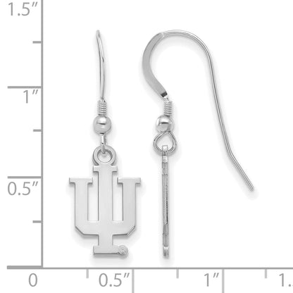 Sterling Silver Rhodium Plated Logoart Indiana University I U Small Dangle Wire Earrings