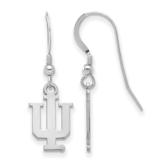 Sterling Silver Rhodium Plated Logoart Indiana University I U Small Dangle Wire Earrings