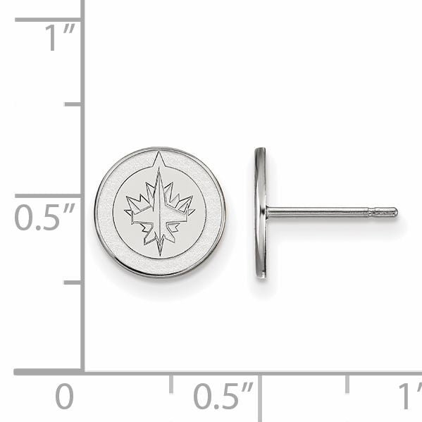 Sterling Silver Rhodium Plated Nhl Logoart Winnipeg Jets Extra Small Post Earrings