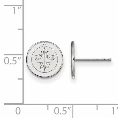 Sterling Silver Rhodium Plated Nhl Logoart Winnipeg Jets Extra Small Post Earrings