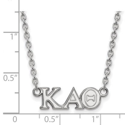 Sterling Silver Rhodium Plated Logoart Kappa Alpha Theta Sorority Greek Letters Medium Pendant 18 Inch Necklace