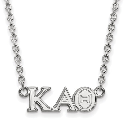 Sterling Silver Rhodium Plated Logoart Kappa Alpha Theta Sorority Greek Letters Medium Pendant 18 Inch Necklace