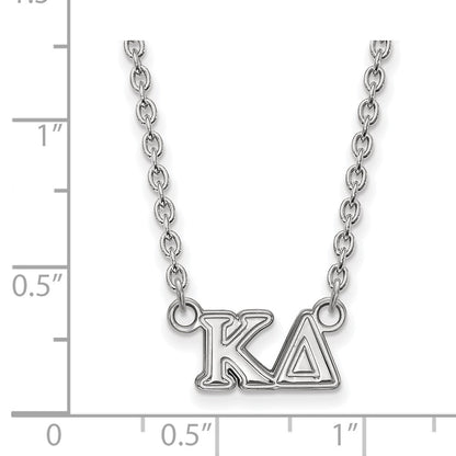 Sterling Silver Rhodium Plated Logoart Kappa Delta Sorority Greek Letters Medium Pendant 18 Inch Necklace