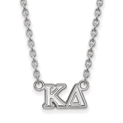 Sterling Silver Rhodium Plated Logoart Kappa Delta Sorority Greek Letters Medium Pendant 18 Inch Necklace