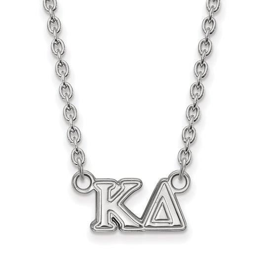Sterling Silver Rhodium Plated Logoart Kappa Delta Sorority Greek Letters Medium Pendant 18 Inch Necklace