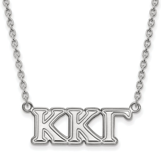 Sterling Silver Rhodium Plated Logoart Kappa Gamma Sorority Greek Letters Medium Pendant 18 Inch Necklace